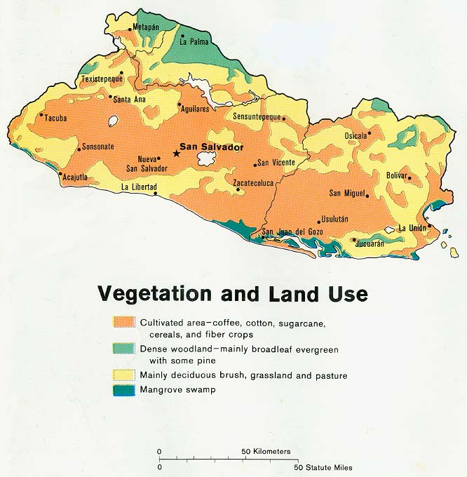 Le Salvador vegetation land carte